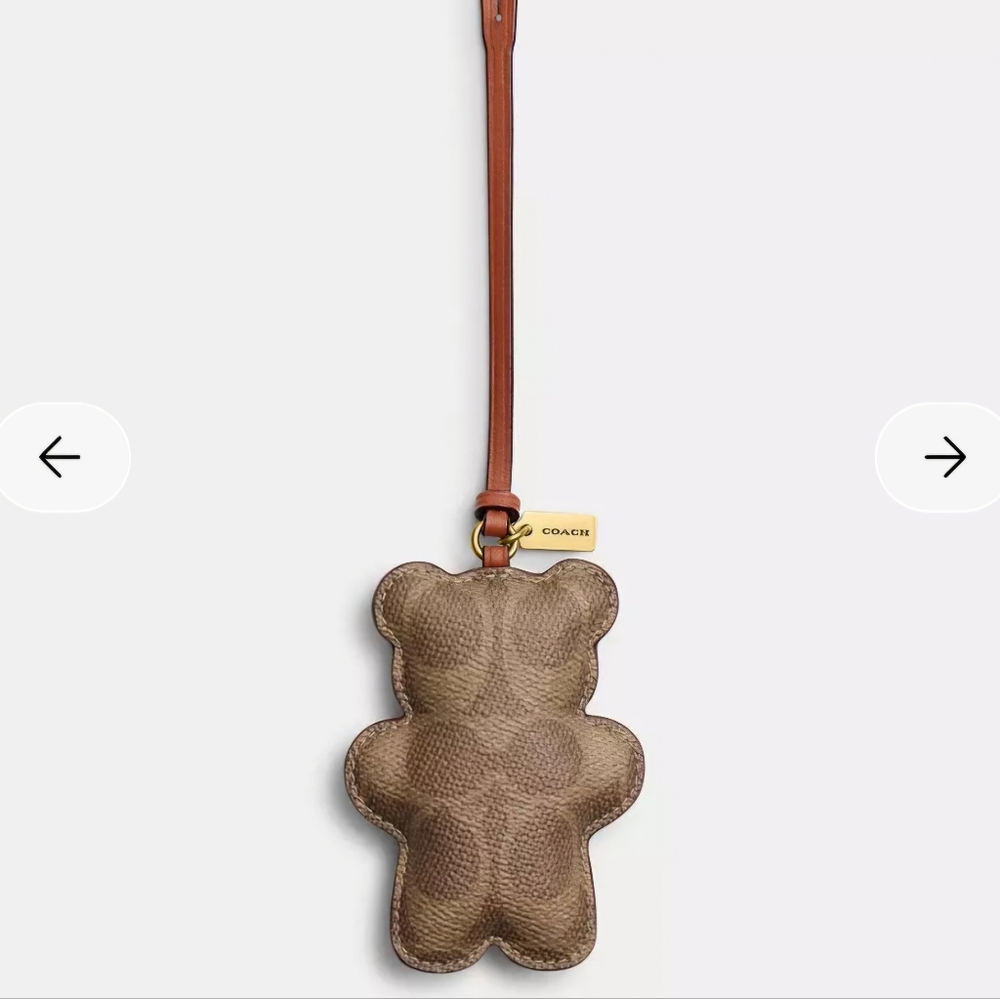 Coach Bear Puffy Bag Charm In Signature Canvas Nwt